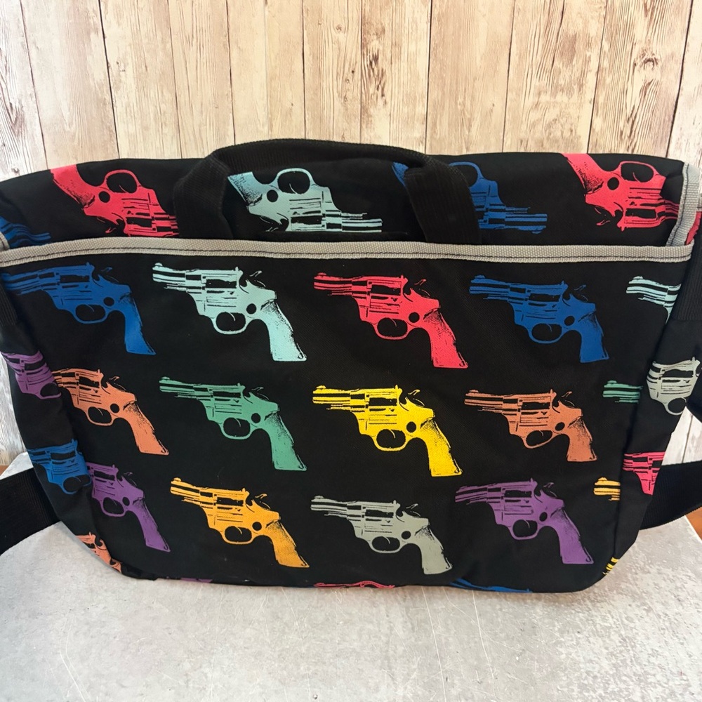 Andy Warhol Revolver Print Pop Art Canvas Messenger Bag - Picture 5 of 9